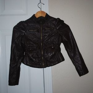 Joujou Womens Faux Leather Brown Jacket Size S/M R
